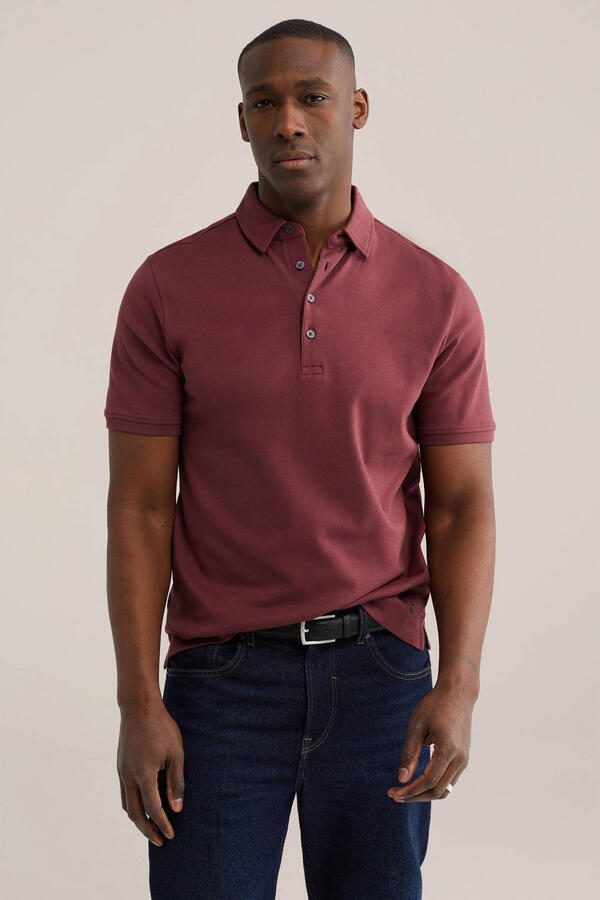 WE Fashion slim polo donkerrood