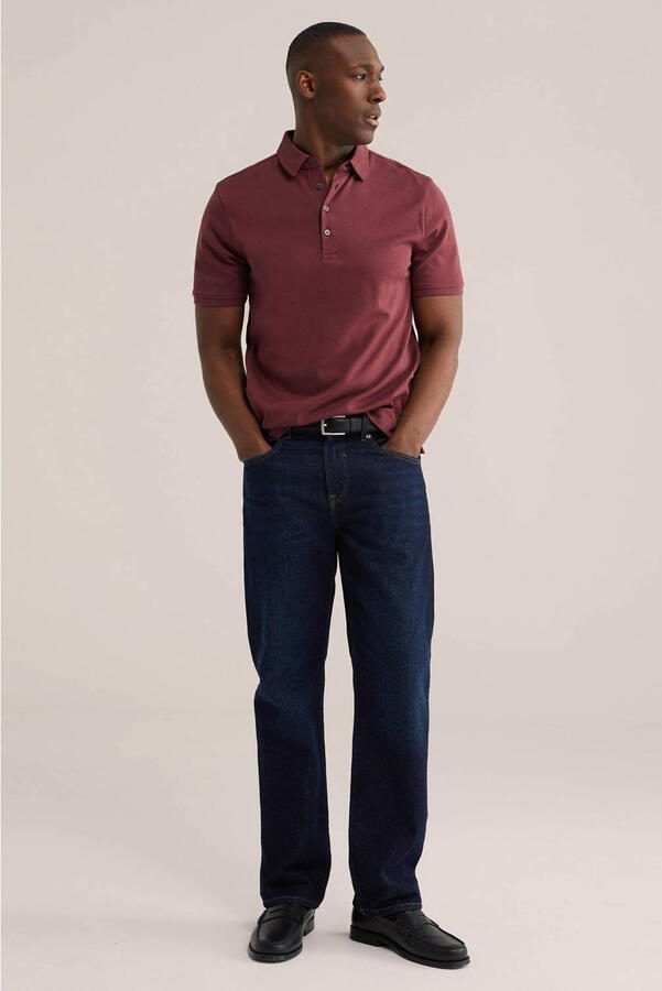 WE Fashion slim polo donkerrood - Foto 3