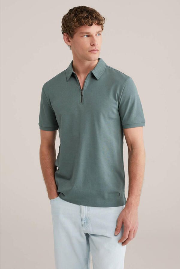 WE Fashion slim polo groen