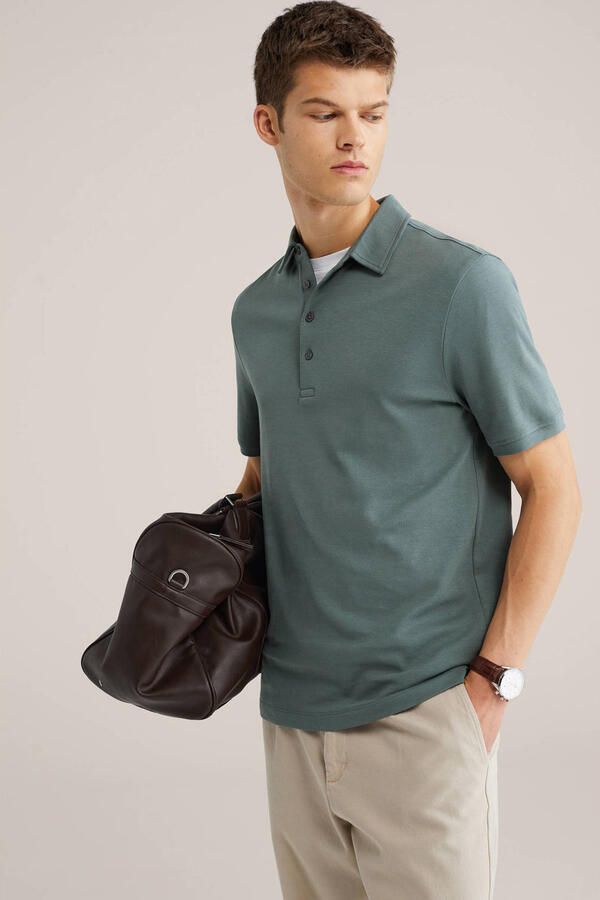 WE Fashion slim polo groen