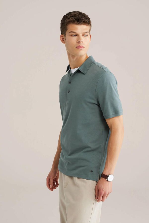 WE Fashion slim polo groen - Foto 3