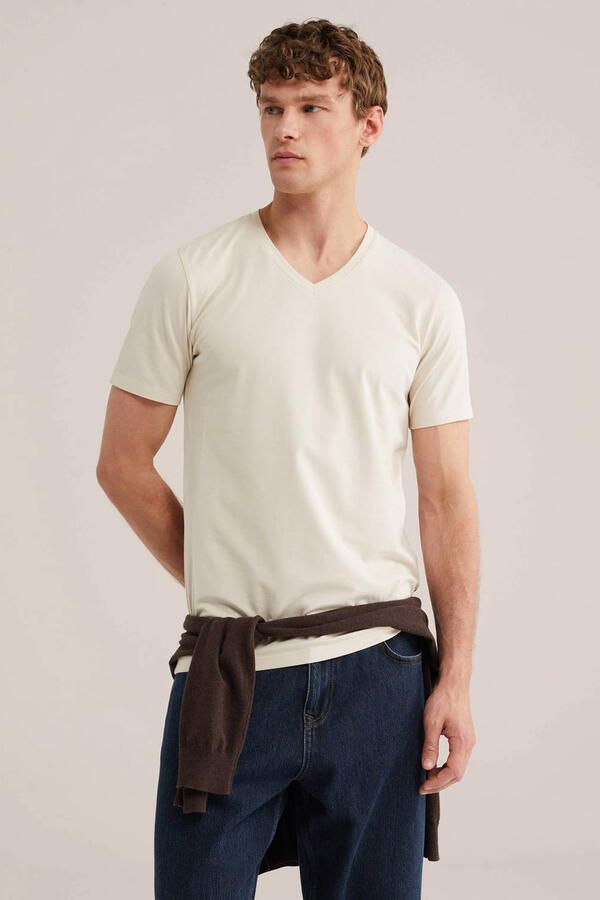 WE Fashion slim T-shirt beige