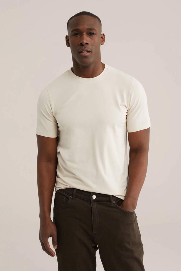 WE Fashion slim T-shirt beige