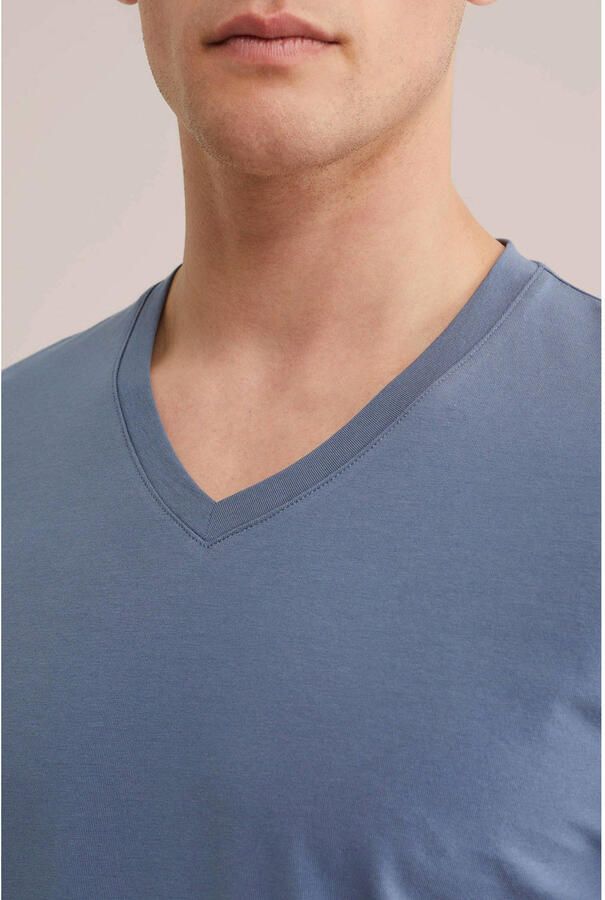 WE Fashion slim T-shirt blauw - Foto 2