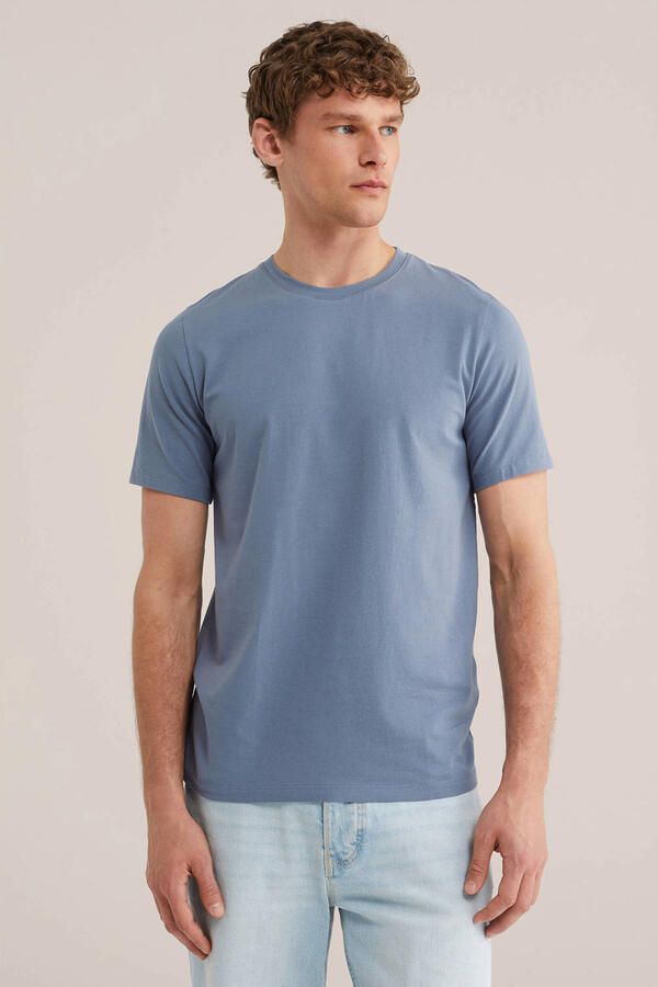 WE Fashion slim T-shirt blauw