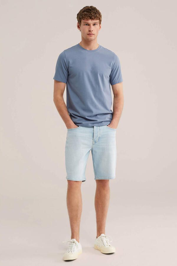 WE Fashion slim T-shirt blauw - Foto 3