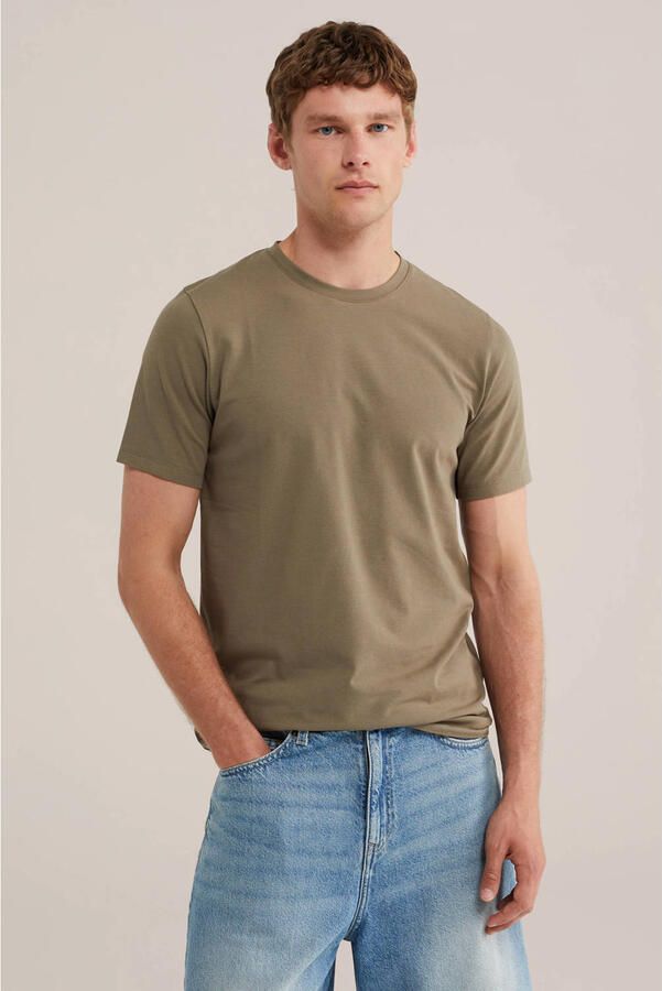 WE Fashion slim T-shirt groen