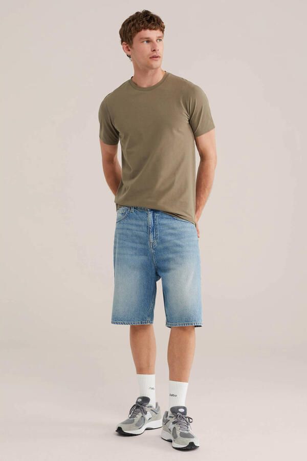 WE Fashion slim T-shirt groen - Foto 3