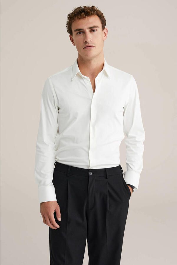 WE Fashion slim zakelijk overhemd ecru