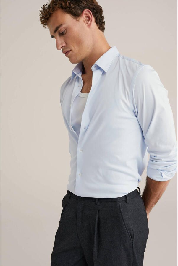 WE Fashion slim zakelijk overhemd lichtblauw - Foto 2