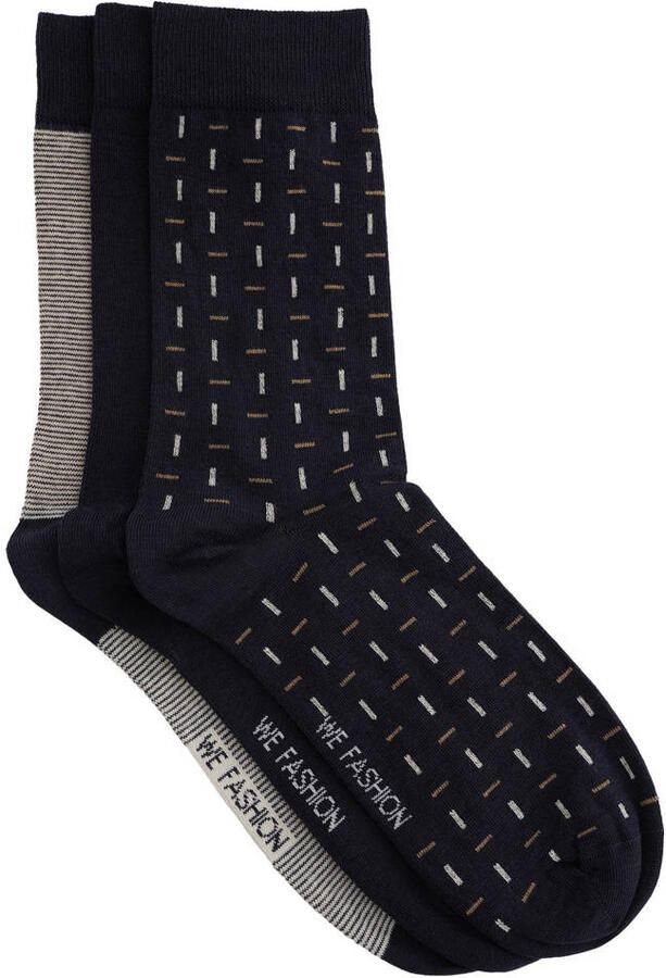 WE Fashion sokken donkerblauw (set van 3) - Foto 2