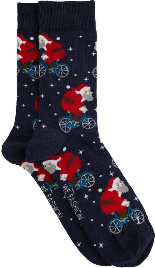 WE Fashion sokken met all over print donkerblauw