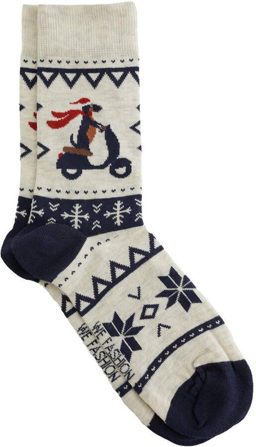 WE Fashion sokken met all over print ecru
