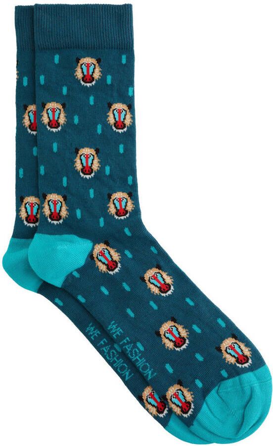 WE Fashion sokken met dierenprint blauw