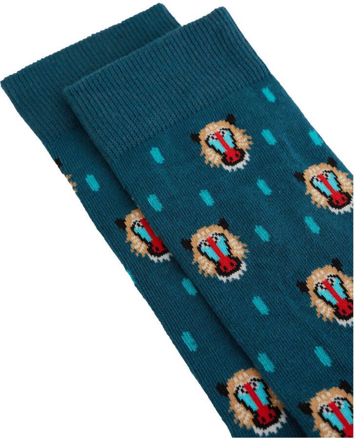 WE Fashion sokken met dierenprint blauw - Foto 2