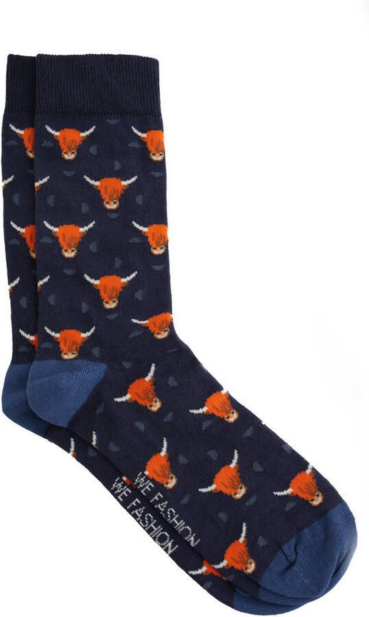 WE Fashion sokken met dierenprint donkerblauw