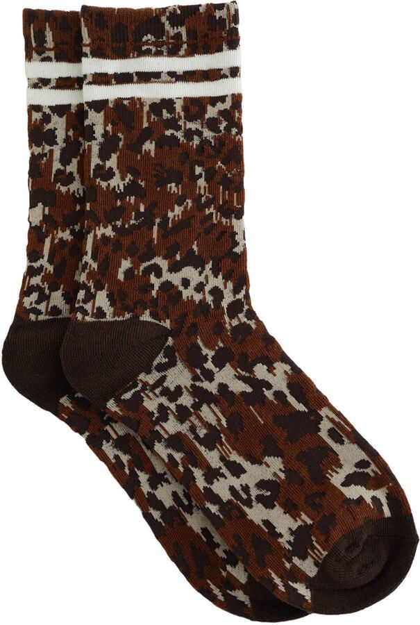 WE Fashion sokken met panterprint donkerbruin