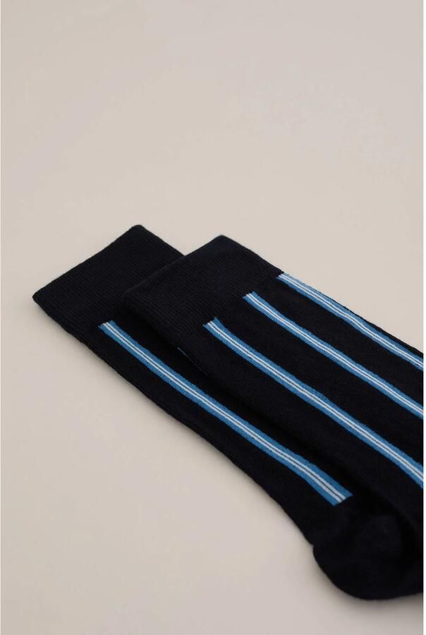 WE Fashion sokken met strepen donkerblauw - Foto 2