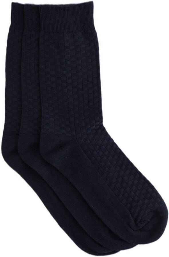 WE Fashion sokken donkerblauw (set van 3)