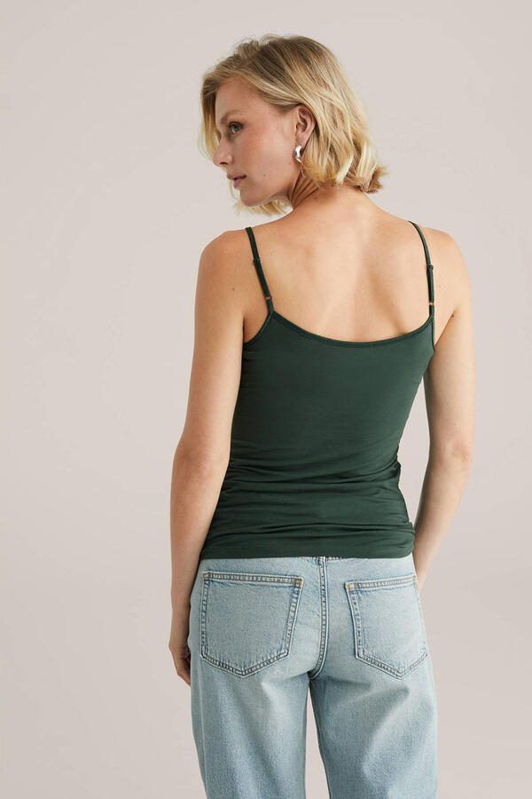 WE Fashion spaghettitop donkergroen - Foto 2