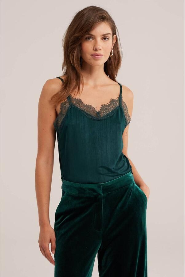 WE Fashion spaghettitop donkergroen