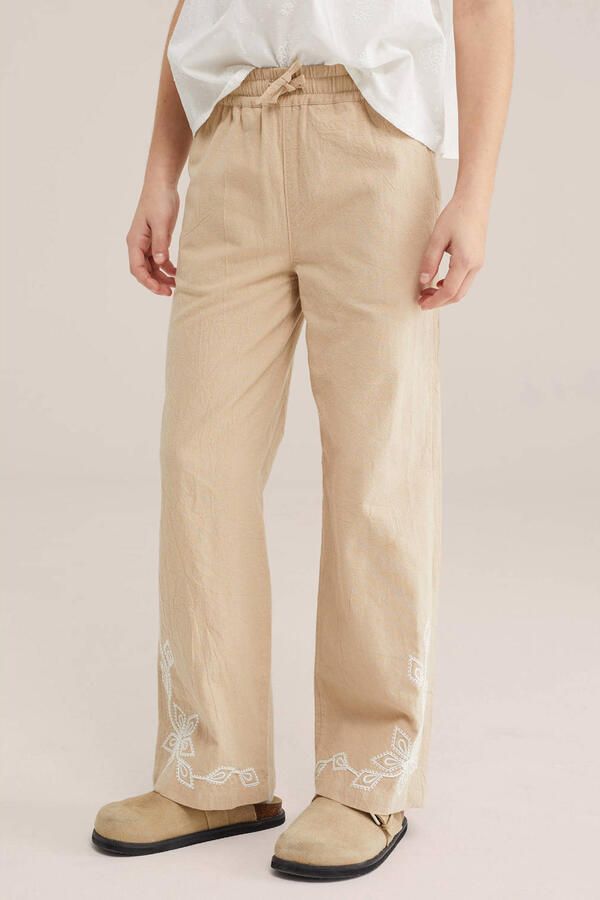WE Fashion straight casual broek beige