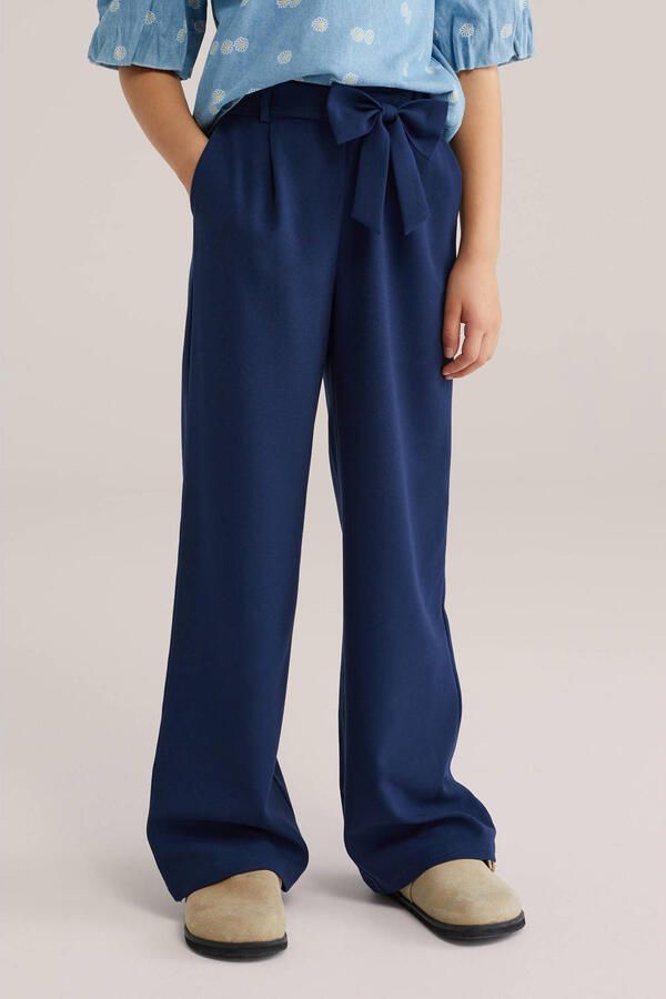 WE Fashion straight casual broek donkerblauw