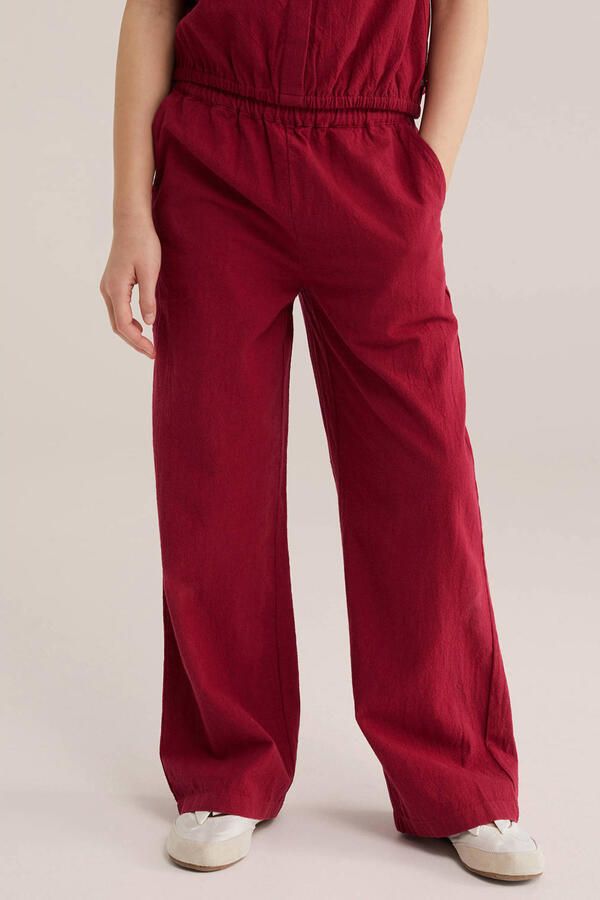 WE Fashion straight casual broek donkerrood