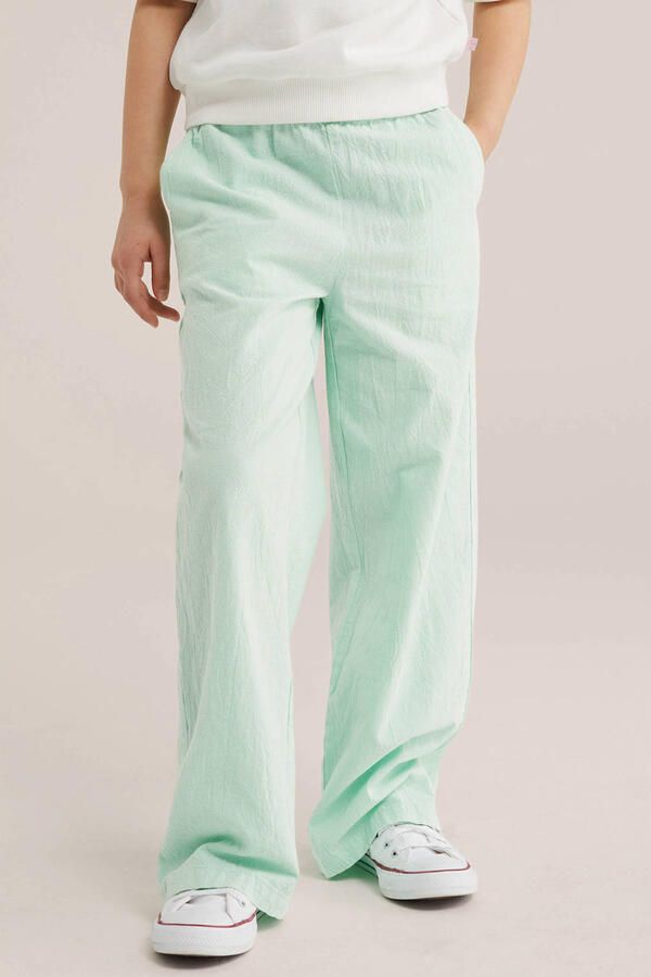 WE Fashion straight casual broek mintgroen
