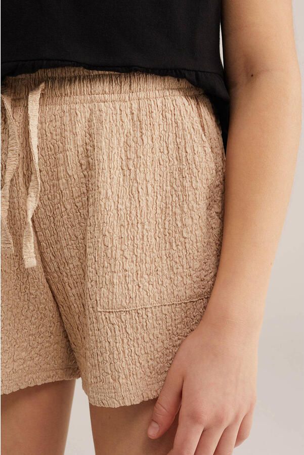WE Fashion straight casual short beige met textuur - Foto 2