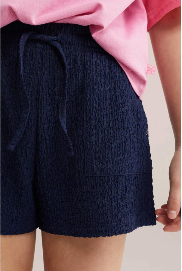 WE Fashion straight casual short donkerblauw met textuur - Foto 2