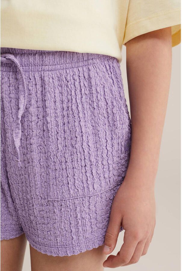 WE Fashion straight casual short paars met textuur - Foto 2