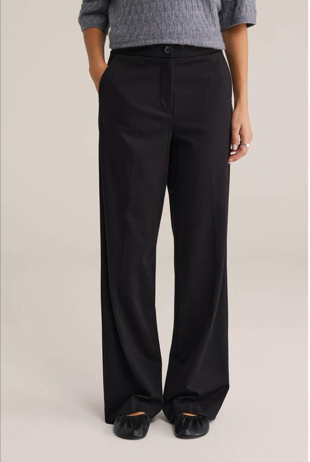 WE Fashion straight fit pantalon zwart