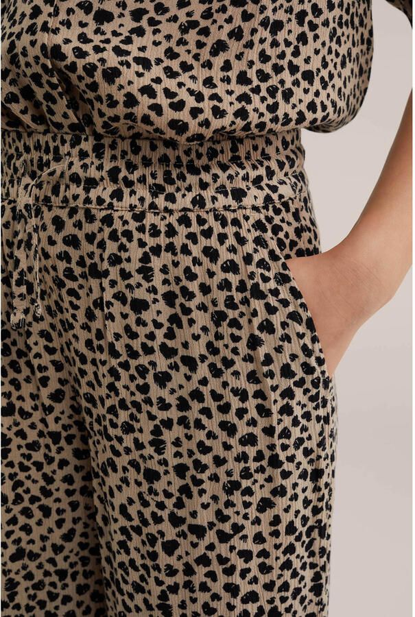 WE Fashion straight high waist casual broek met panterprint bruin - Foto 2