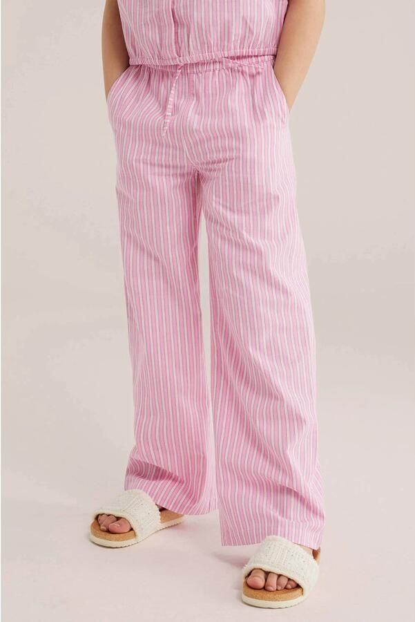 WE Fashion straight high waist gestreepte casual broek roze - Foto 2