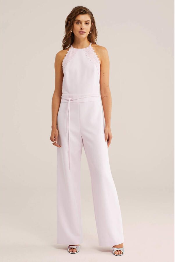 WE Fashion straight jumpsuit lichtroze met kant - Foto 2