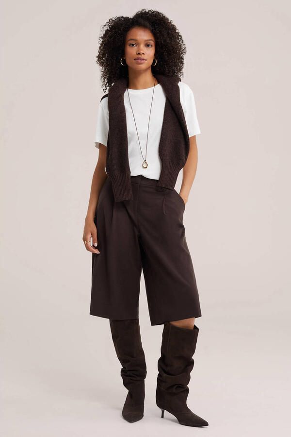 WE Fashion straight leg bermuda short donkerbruin - Foto 2