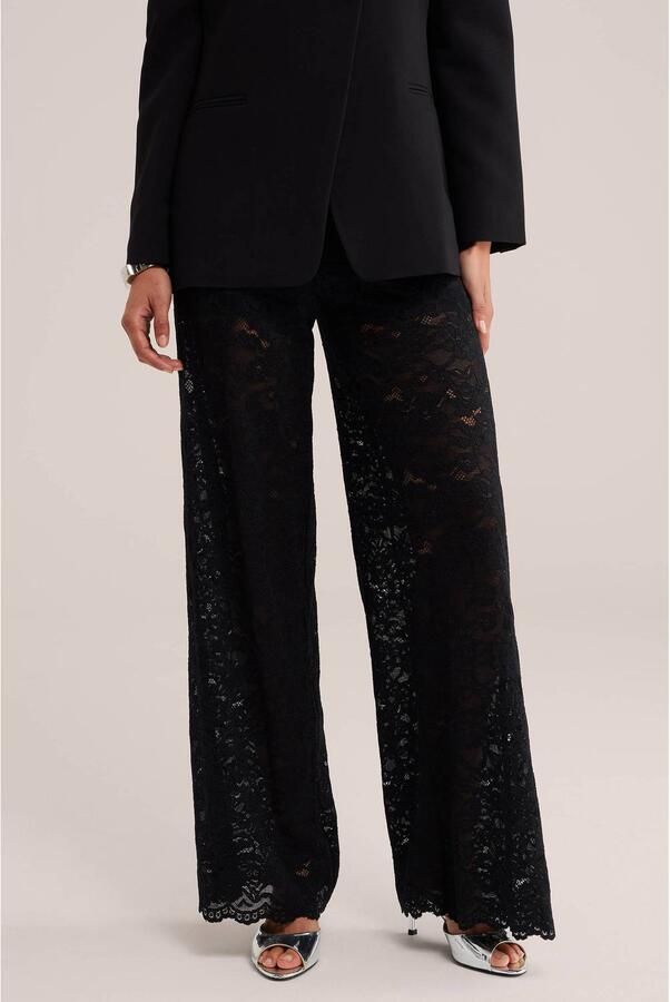 WE Fashion straight leg casual broek zwart