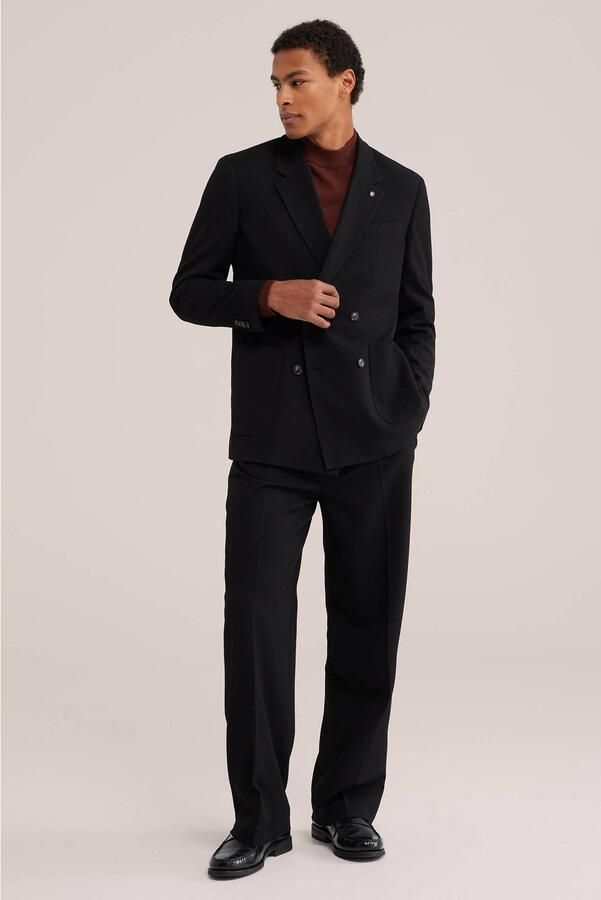 WE Fashion straight leg chino met plooien black uni - Foto 3