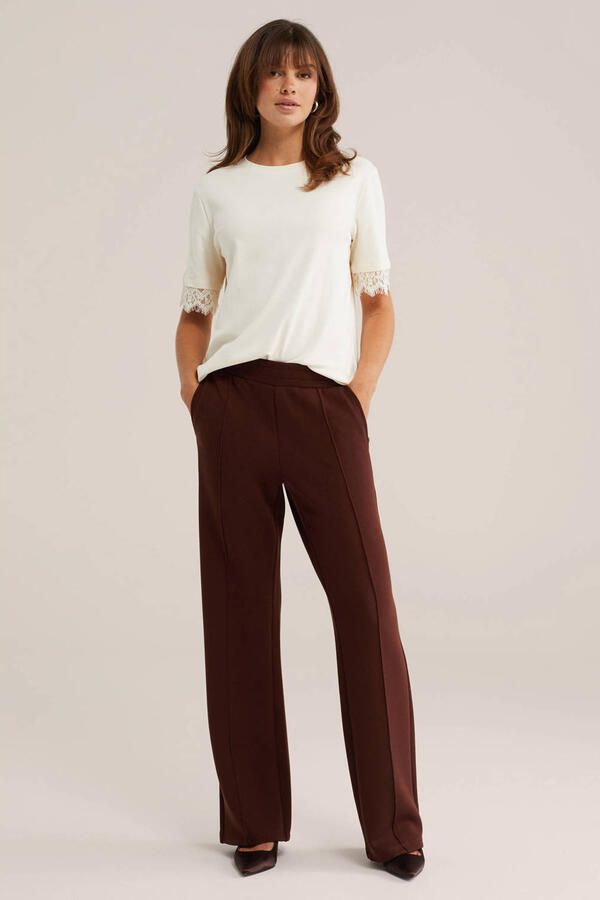WE Fashion straight leg flared broek bruin