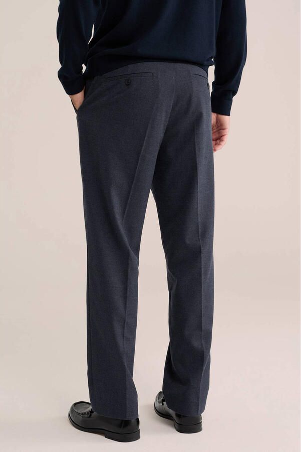 WE Fashion straight leg gemêleerde pantalon donkerblauw - Foto 2