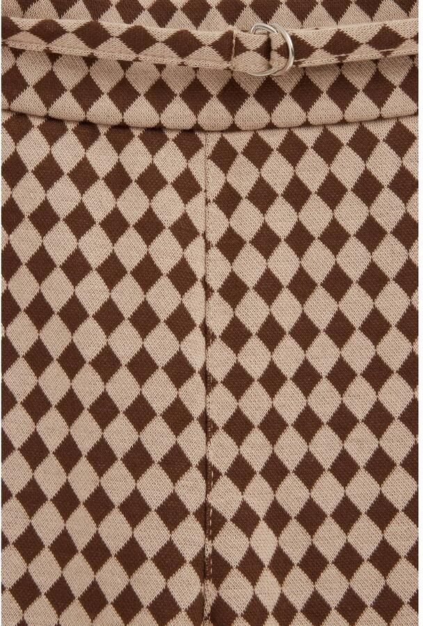 WE Fashion straight leg geruite pantalon beige bruin