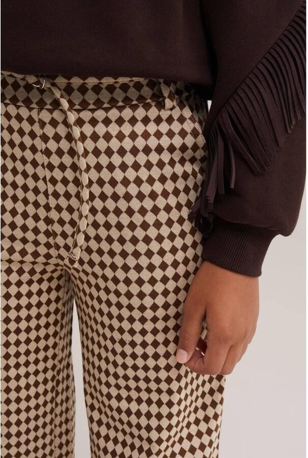 WE Fashion straight leg geruite pantalon beige bruin Broek Meisjes Polyester - Foto 2