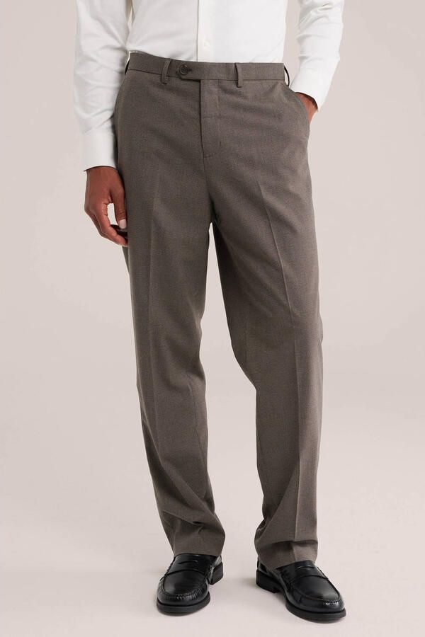 WE Fashion straight leg geruite pantalon grijsbruin