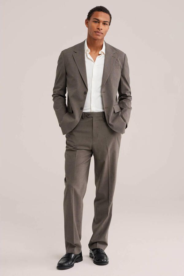 WE Fashion straight leg geruite pantalon grijsbruin - Foto 2
