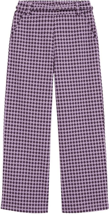 WE Fashion straight leg geruite pantalon paars donkerpaars