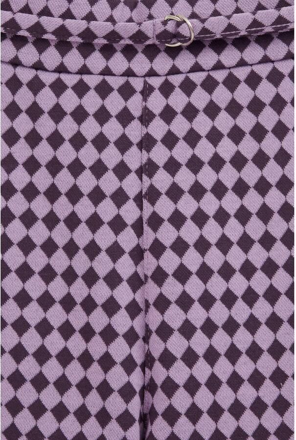 WE Fashion straight leg geruite pantalon paars donkerpaars - Foto 2