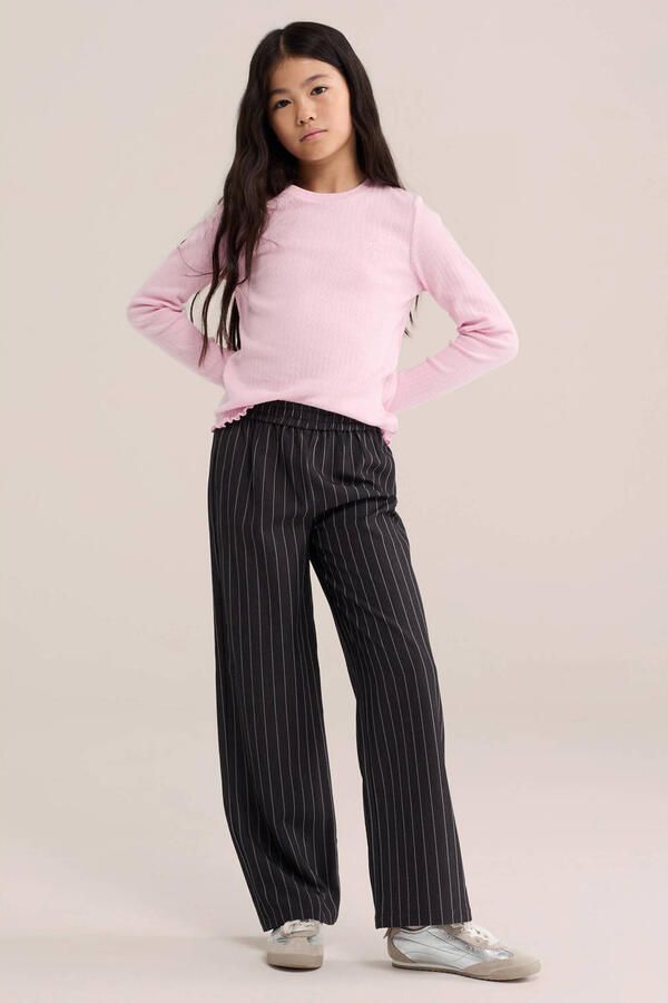 WE Fashion straight leg gestreepte pantalon antraciet - Foto 3