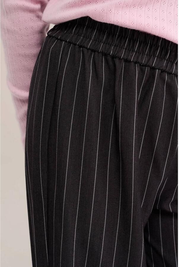 WE Fashion straight leg gestreepte pantalon antraciet - Foto 2