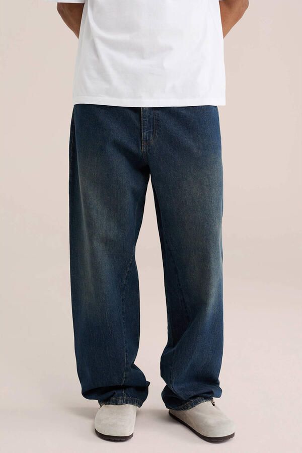 WE Fashion Blue Ridge straight leg loose fit jeans donkerblauw